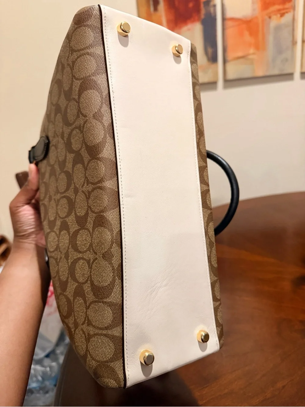 Coach Darcie Carryall in Color block Saddle / Black / Chalk NWOT